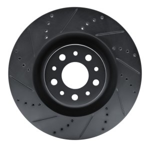 Fiat 500L Brake Rotor (1) - Front Left - R1 Concepts - Drilled & Slotted - Black - `14-`19